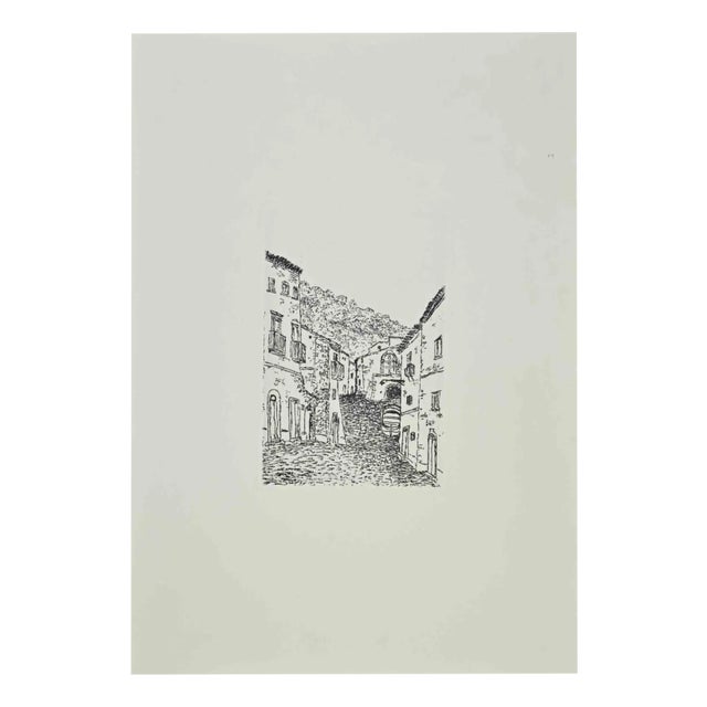 Giovanni Omiccioli, The Fisherman's Village, Etching, 1970s For Sale