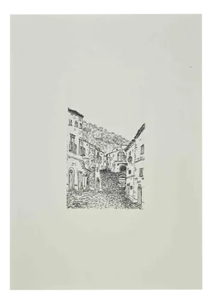 Giovanni Omiccioli, The Fisherman's Village, Etching, 1970s