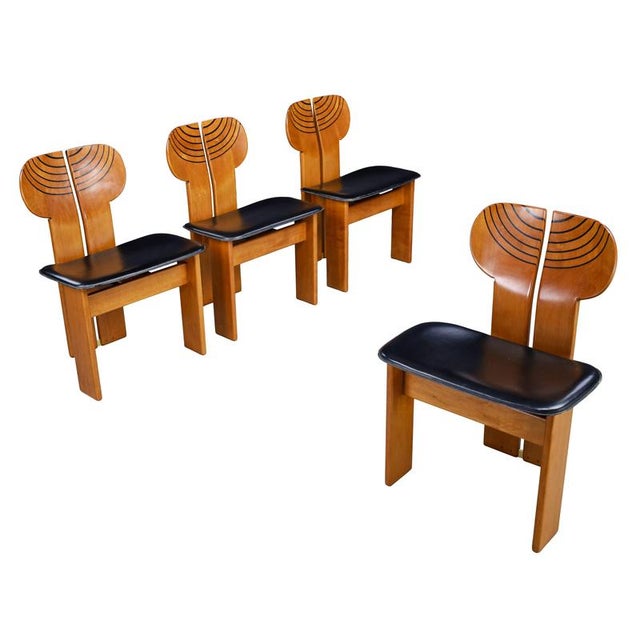 Africa Chairs in Walnut and Leather by Afra and Tobia Scarpa for Maxalto, Italy 1975, Set of 4 For Sale - Image 13 of 13