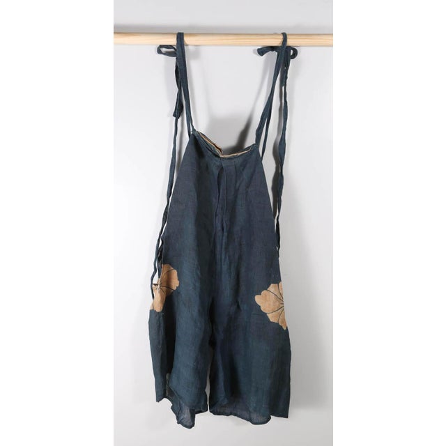 Japanese Two-Piece Indigo Asa Kyogen Festival Costume Meiji Period For Sale - Image 4 of 14