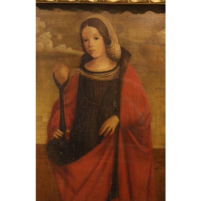 Francesco di Girolamo da Santacroce, Saint Agatha, 16th Century, Oil Painting on Canvas, Framed For Sale - Image 6 of 12