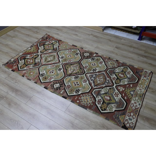 1960s Southwestern Style Handmade Oushak Area Kilim Rug For Sale - Image 4 of 12