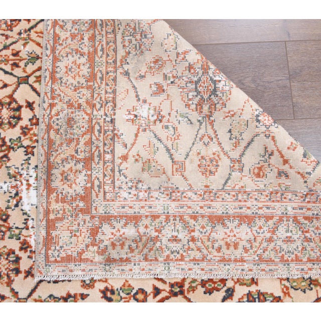 Red Vintage Turkish Oushak Handmade Wool Cotton Red Area Rug For Sale - Image 8 of 9