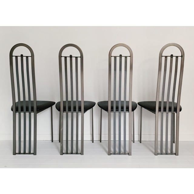 Set of 4 Vintage Metal High Back Dining Chairs Chairish