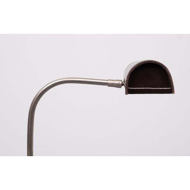 Adjustable Stich Leather Floor Lamp by Jacques Adnet, 1975 For Sale - Image 10 of 12