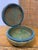 Vintage Italian Hand Carved Amber, Gold and Olive Green Round Alabaster Marble Trinket Box