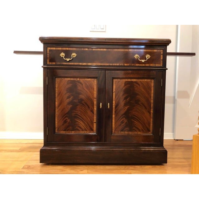 Brown Traditional Stickley Mahogany Rolling Flip Top Server For Sale - Image 8 of 13