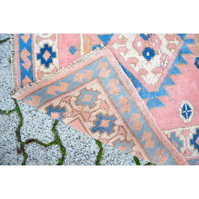 Vintage Pastel Muted Pink Rug For Sale - Image 10 of 11