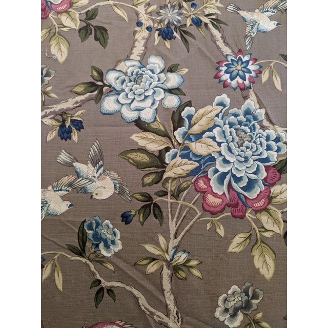 Chinoiserie Chinoiserie Bird Botanical "Mudan" Decorator Fabric - 2 Yards For Sale - Image 3 of 14