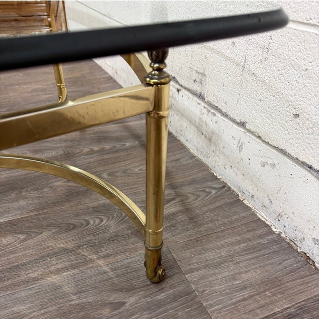Brass Vintage Hollywood Regency Brass Coffee Table With Beveled Glass Top For Sale - Image 8 of 13