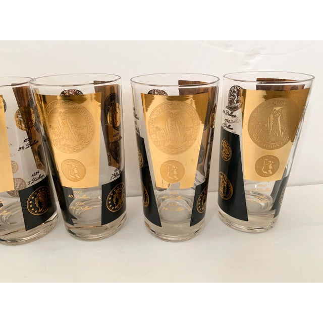 Vintage Cera Gold and Black Coin Tumblers - Set of 6 For Sale - Image 9 of 13