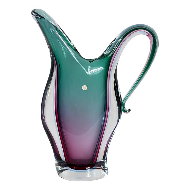 Mid-Century Italian Handmade Sommerso Murano Glass Vase, 1970s For Sale