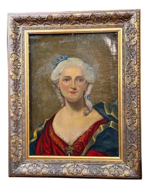 Aristocratic Lady, 1700s, Oil on Canvas, Framed