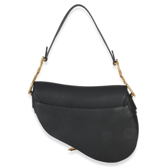 Black Grained Calfskin Medium Saddle Bag For Sale In New York - Image 6 of 9