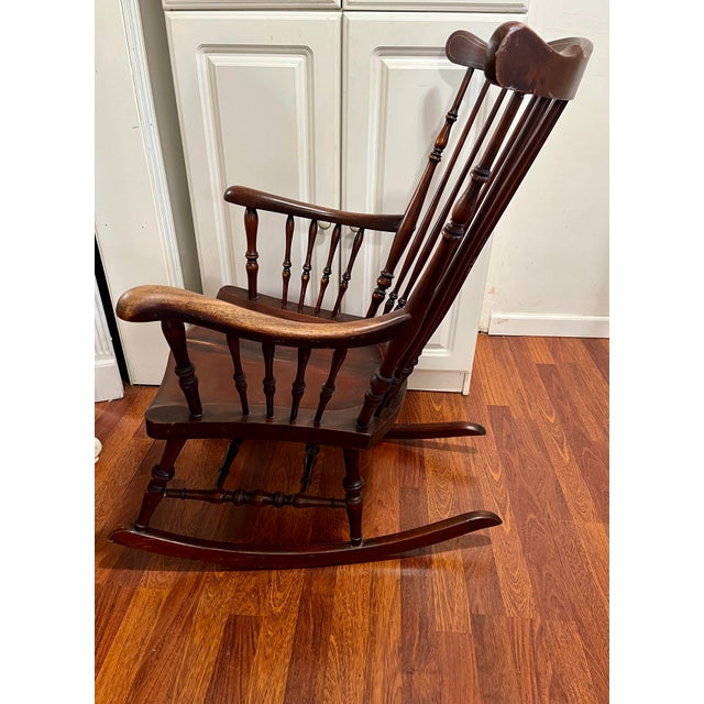 Antique Rocking Chair Inlaid Pearl Marquetry | Chairish