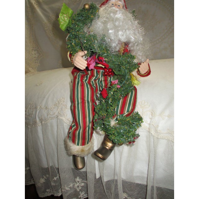 Vintage Victorian Christmas Mantel Santa Poseable With Garland 17" For Sale In Columbia, SC - Image 6 of 10