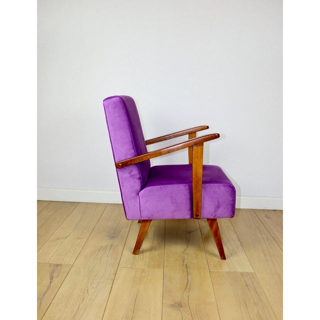 Vintage Loft Armchair in Purple Velvet, 1970 For Sale - Image 6 of 12