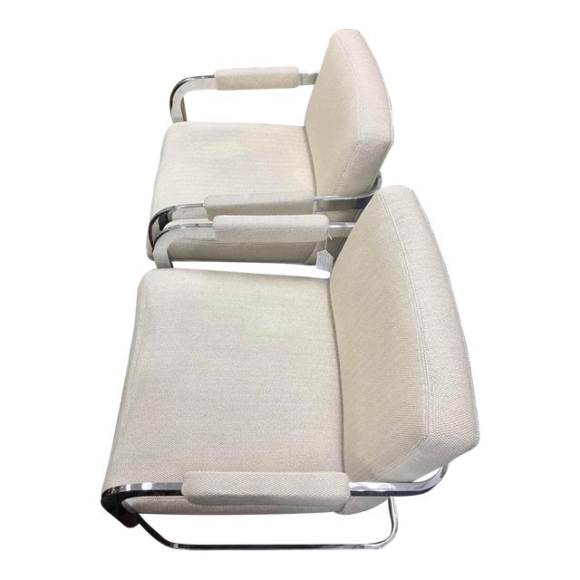 Pair of Mid-Century Modern Milo Baughman for Thayer Coggin Chrome Lounge Chairs For Sale