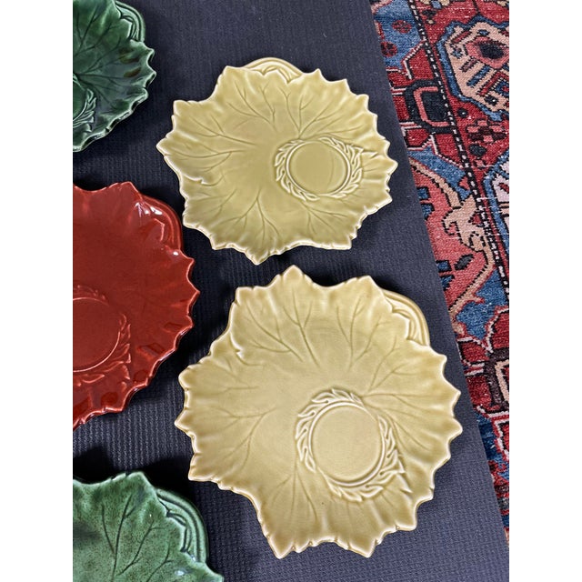 Green 1940s Vintage Steubenville Woodfield Collection Leaf Plates-Set of 8 For Sale - Image 8 of 11