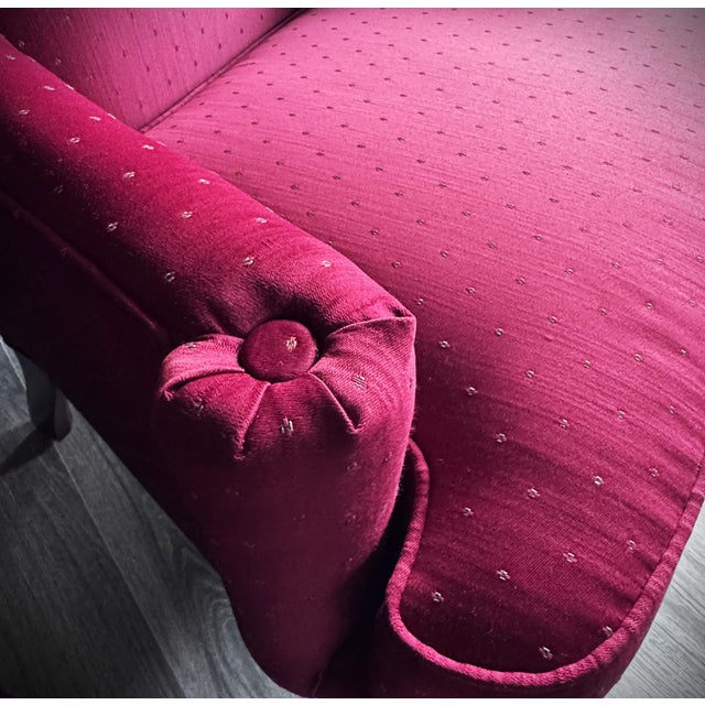 Burgundy Late 20th Century Drexel Heritage Burgundy Wine Queen Anne Wingback Accent Chairs For Sale - Image 8 of 18