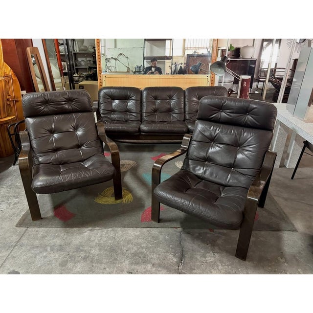 Wood Living Room Set by Ingmar Relling, 1970s, Set of 3 For Sale - Image 7 of 7