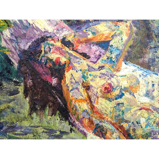 Niels Peter Bolt Early Naturalistic Painting of Two Lounging Nude Female Figures in Nature, 1954 For Sale - Image 11 of 11