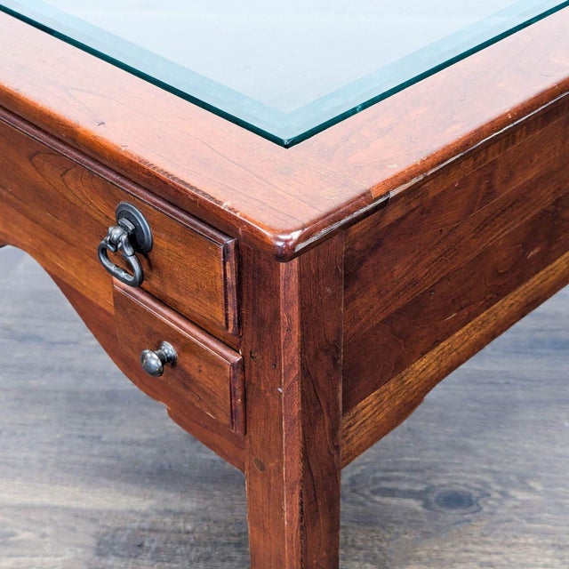 Brown Vintage Attributed to Ethan Allen Display Table For Sale - Image 8 of 8