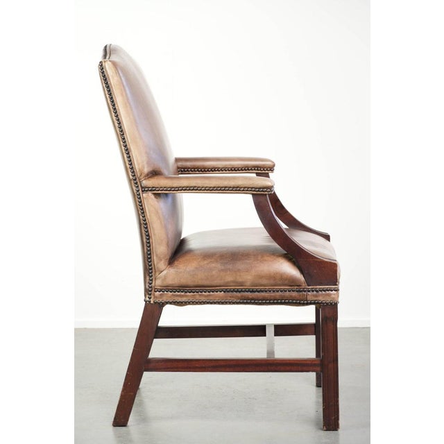 English-Style Gainsborough Desk Chair in Cowhide Leather For Sale - Image 3 of 13