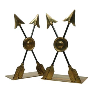 Vintage Brass Arrow Bookends - a Pair For Sale