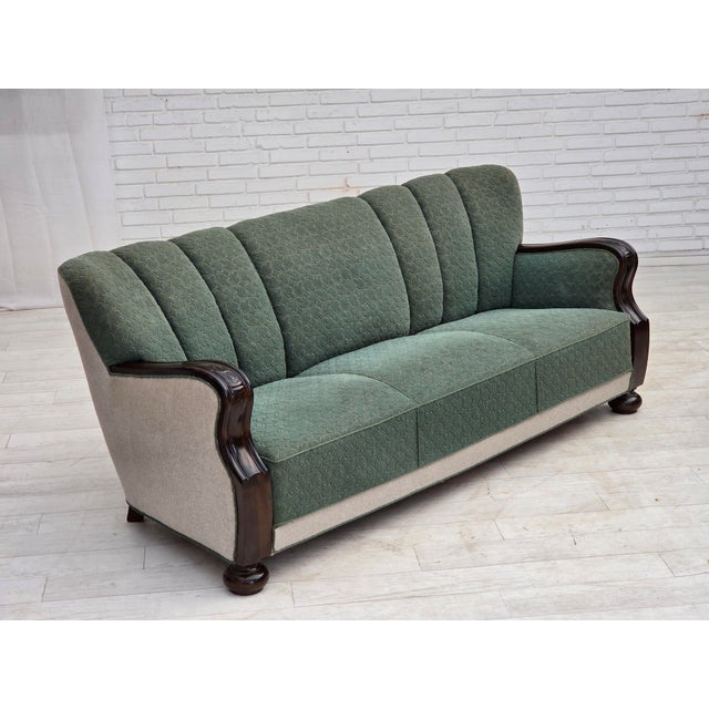 Danish 3-Seater Sofa in Furniture Wool and Oak Wood, 1960s For Sale - Image 10 of 18