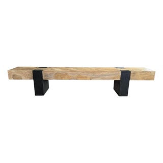 Long Sculptural Teak Wood Bench, Modern Organic, Stunning Wood Textures For Sale