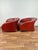 Animal Skin Natuzzi Italian Designer Red Leather Limited Edition Modern Style Armchairs Pair For Sale - Image 7 of 10