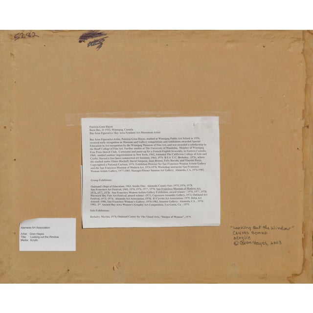 Textile Patricia Gren Hayes "Looking out the Window" Modern Acrylic on Canvas 2003 For Sale - Image 7 of 8