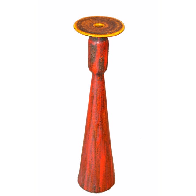 Mid-Century Modern Tall Raymor Yellow Red Ceramic Vase Italy For Sale - Image 12 of 12