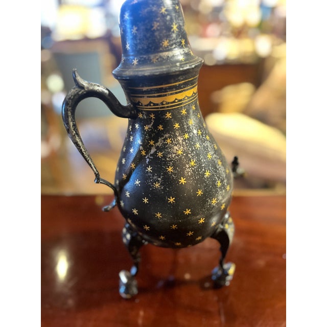 Vintage Dutch Black & Gold Tole Tea or Coffee Urn For Sale In Phoenix - Image 6 of 7