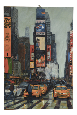 Patrice Guiraud, New York City in the Rain, 2017, Oil on Canvas