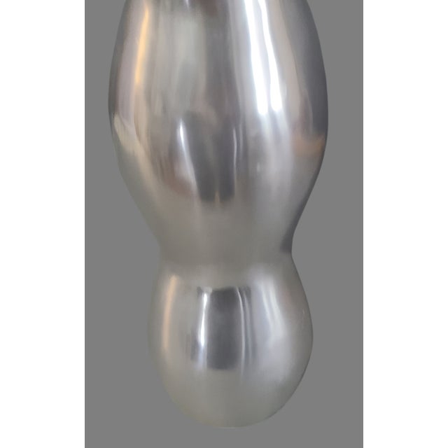 Mid-Century Modern Mid-Century Modern Polished Aluminum Hourglass Shaped Vase For Sale - Image 3 of 6