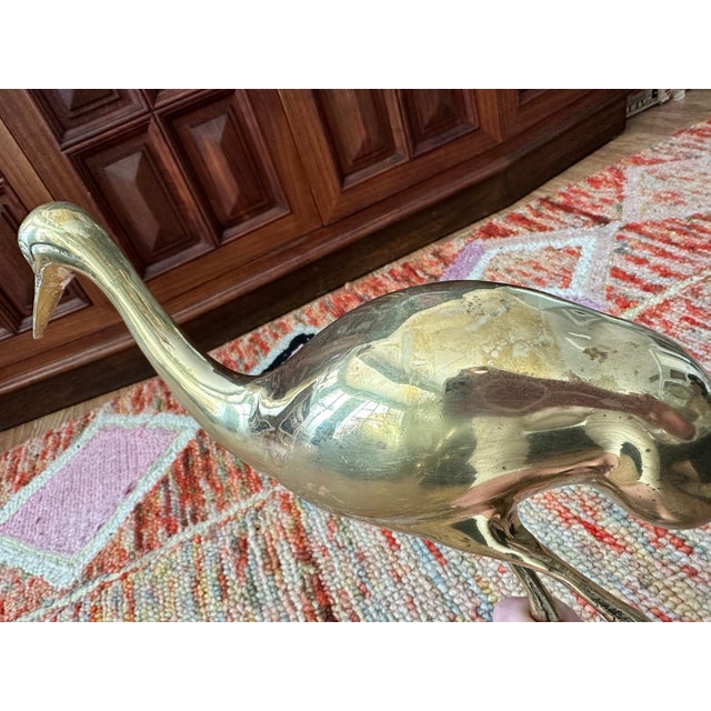 Mid-Century Solid Brass Crane Sculpture, C. 1960s For Sale In Salt Lake City - Image 6 of 9
