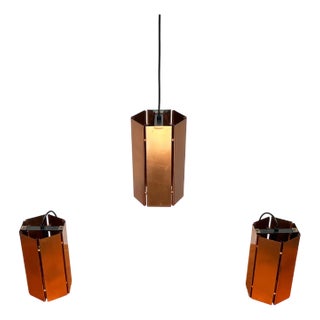 Mid-Century Modern German Copper Pendant Lamps, 1960s, Set of 3 For Sale