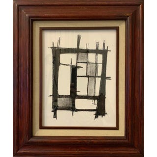 Contemporary Abstract Charcoal Drawing, Framed For Sale