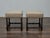 Brown Pair of 19th-Century English Barley Twist Hardwood Stools with Linen Upholstery For Sale - Image 8 of 8