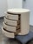 Wood Kathy Kuo Beatrice Modern Classic Cream Painted Linen Oval Nightstand For Sale - Image 7 of 12