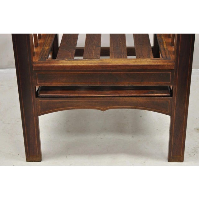 Antique Edwardian Mahogany Mechanical Reclining Slatted Morris Lounge Arm Chair For Sale - Image 11 of 12