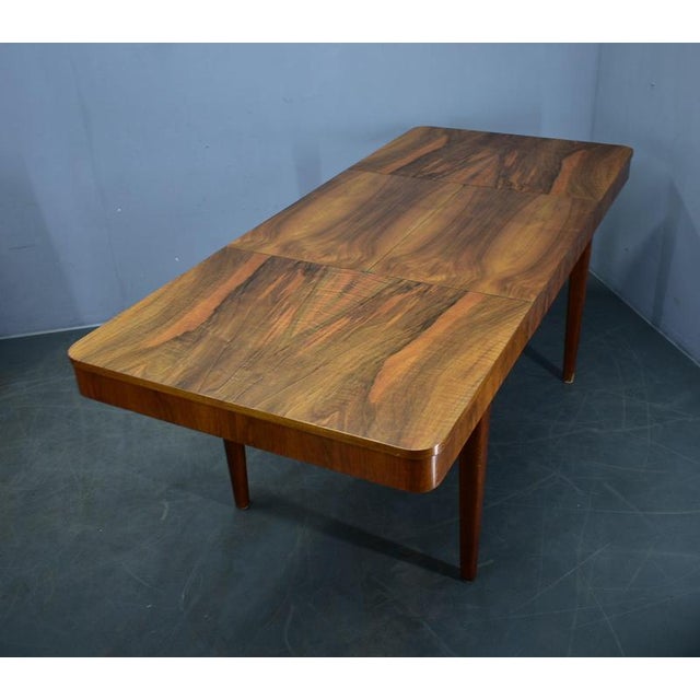 Extendable Dining Table in Walnut by Jindrich Halabala, Czechoslovakia, 1940s For Sale - Image 16 of 18