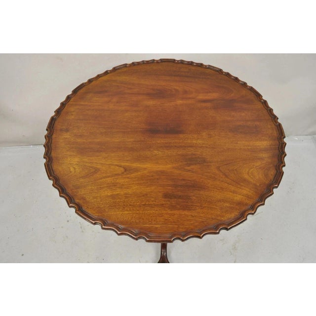 Traditional Antique Georgian Chippendale Pie Crust Mahogany Ball and Claw Tilt Top Table For Sale - Image 3 of 12
