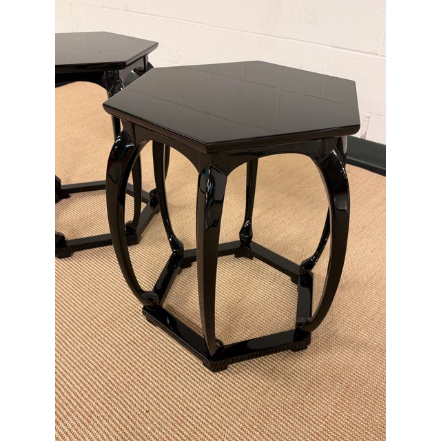 Paint Michael Taylor Black Lacquer Side Tables From Baker Furniture For Sale - Image 7 of 8