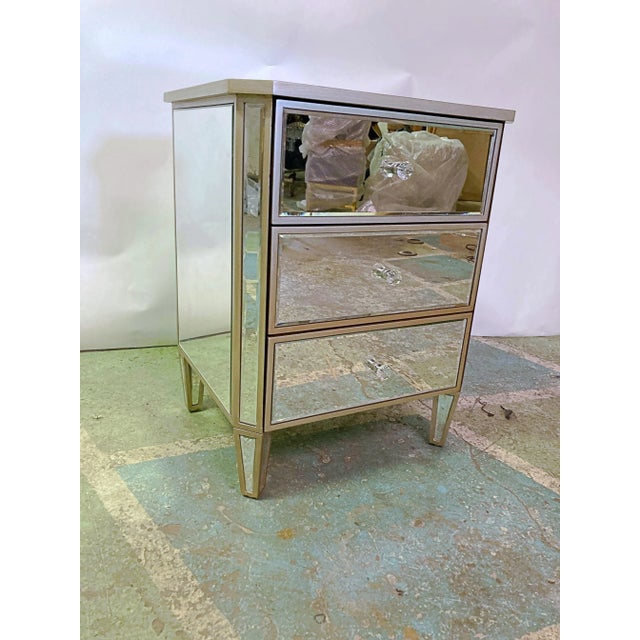 Metal Mirrored and Silver Painted Nightstand For Sale - Image 7 of 7