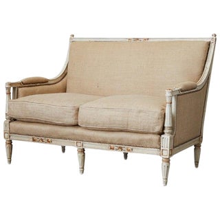 French Louis XVI Swedish Gustavian Style Painted Settee For Sale