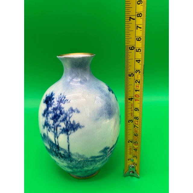 1889-1906 American Belleek Ceramic Art Co Early Lenox Blue Hand Painted Vase For Sale - Image 12 of 12