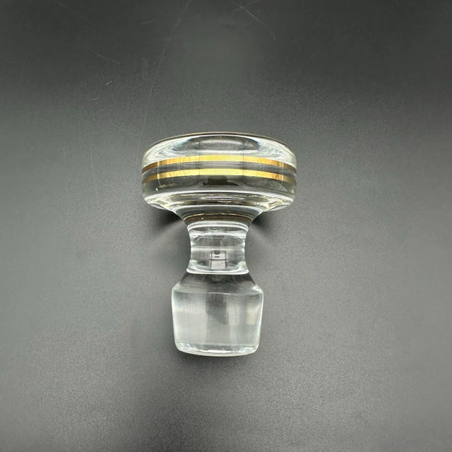 Mid 20th Century Vintage 24k Gold Rim Crystal Decanter With Goblets Set- 5 Pieces For Sale - Image 5 of 11